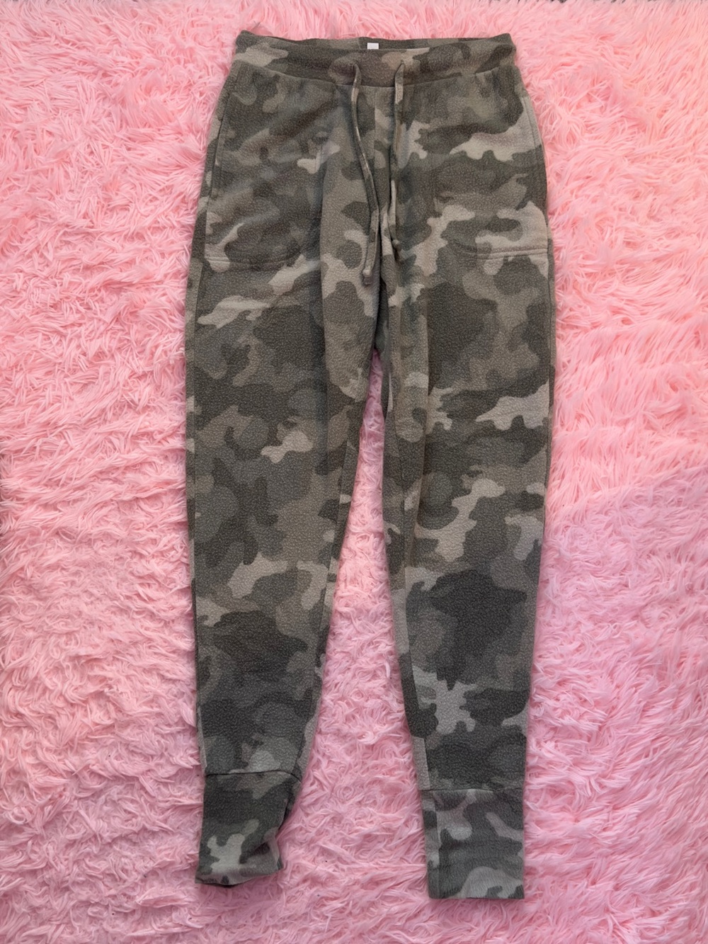 Pink Rose Green Camo Kids Pajama Bottoms
